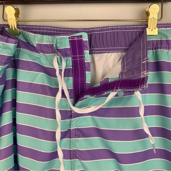 Johnnie-O men’s striped purple and aqua swim trunks size XXL - Picture 5 of 8